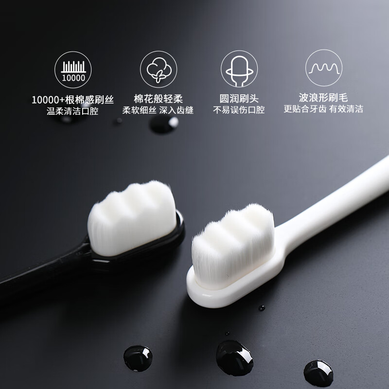 RAOYI Soft Thousand Hair Toothbrush, Super Soft Thousand Hair Toothbrush, Small Head Toothbrush for Men and Women Couples, Pregnant Women with Sensitive Gums, Confinement Toothbrush, Super Soft Thousand Hair Black and White* 2 Count