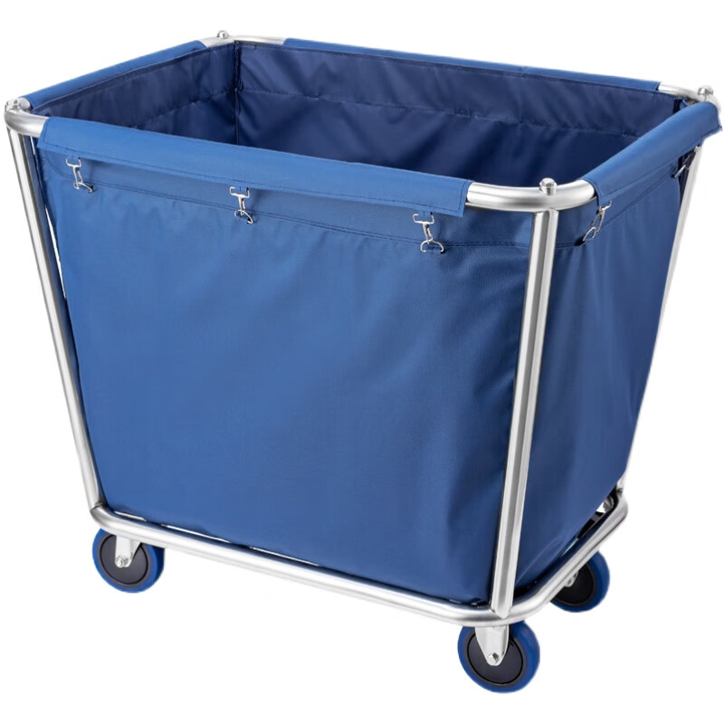 Hotel guest room thickened stainless steel linen cart room entrance cart collection cart storage cart cart linen bag assembly 4-inch linen cart blue