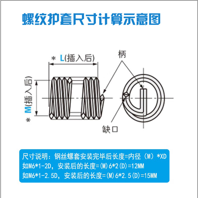 304 stainless steel wire thread screw thread tapping screw socket installation tool assembly wrench thread protection three-piece set M1.6*0.35-1D three-piece set