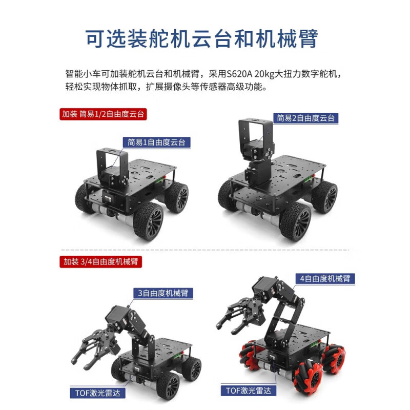 Lingle STM32 lidar smart car R5 four-wheel mecanum wheel ultrasonic obstacle avoidance following infrared CCD tracking ROS R5 series mecanum wheel car (single layer does not include electronic control only chassis)
