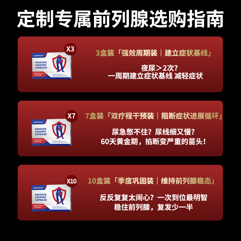 EasPowest imported lycopene for prostatitis, special hyperplasia, hypertrophy, calcification, special antiseptic for premature ejaculation and impotence, Zhongcheng capsules 10 capsules