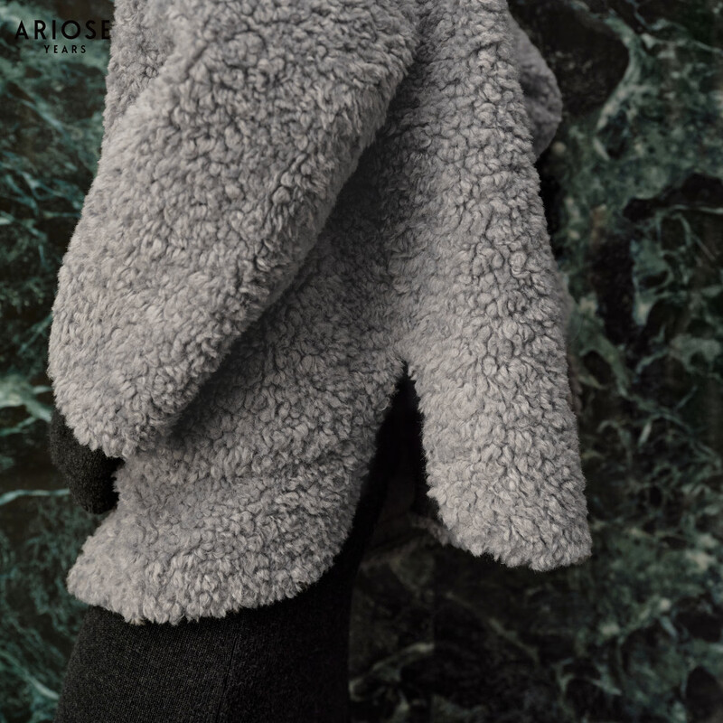 Enos Yashi Shopping Mall Same Style 2025 Winter New Commuting Granular Velvet Profile Short Woolen Jacket Women 41031005 Feather Gray M