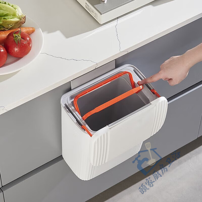 FANCYCHIC bathroom trash can wall-mounted toilet household sandwich paper basket with lid hanging without punching Main picture 9L one-click packaging + liftable inner tube + 80 garbage bags