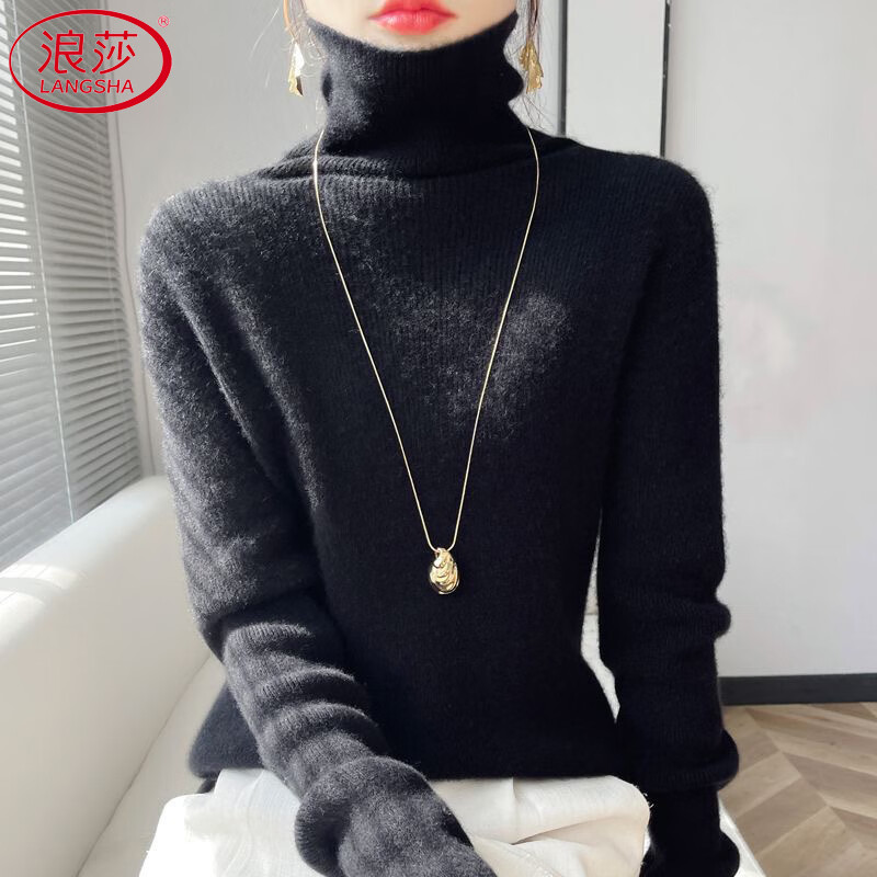 Langsha Turtleneck Wool Sweater Women's 2025 Autumn and Winter New Loose Pile Collar Sweater with Bottoming Warm Top