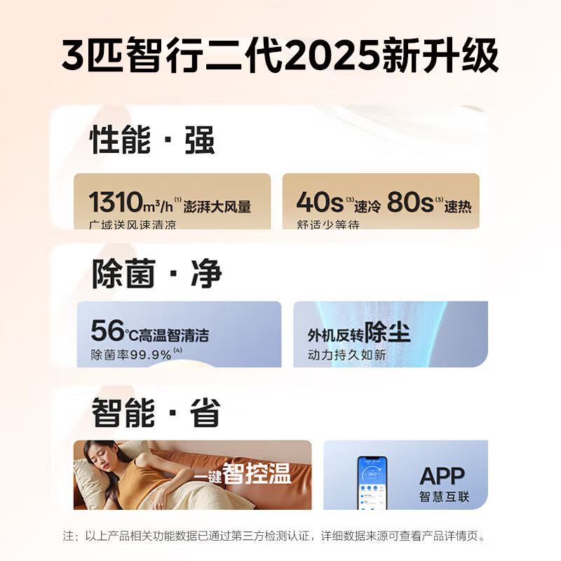 Midea air conditioning set Zhixing second generation + cool power-saving cabinet hanging set purchase New level of energy efficiency Variable frequency heating and cooling home living room vertical cabinet bedroom hanging air conditioner old for new 3 cabinet units Two bedrooms and one living room air conditioning set Full level of energy efficiency