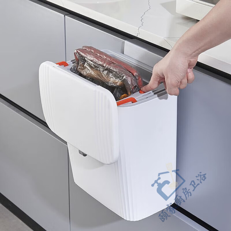 FANCYCHIC bathroom trash can wall-mounted toilet household sandwich paper basket with lid hanging without punching Main picture 9L one-click packaging + liftable inner tube + 80 garbage bags