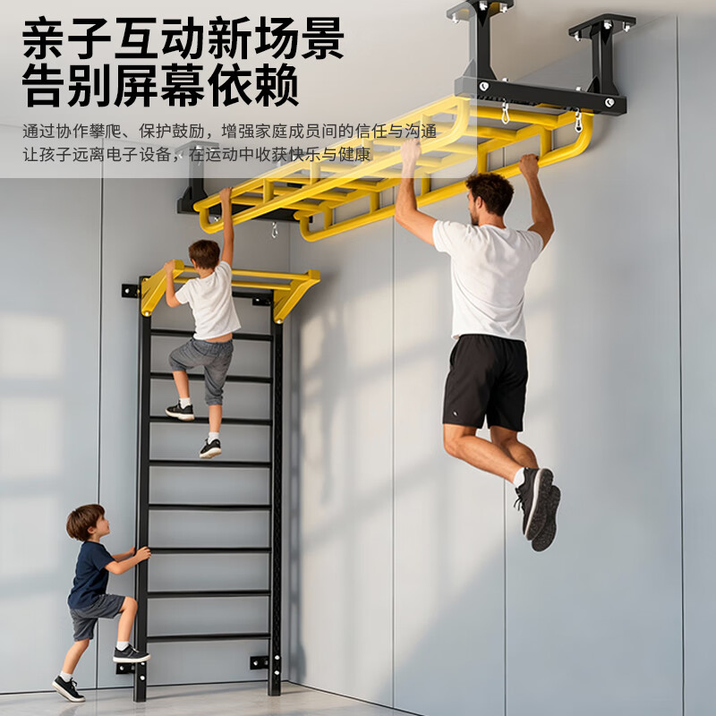 Feilongniao (FEILONGNIAO) indoor wall-covered beam ladder climbing frame horizontal bar pull-up family children's suspension equipment integrated combination frame climbing frame + ceiling ladder