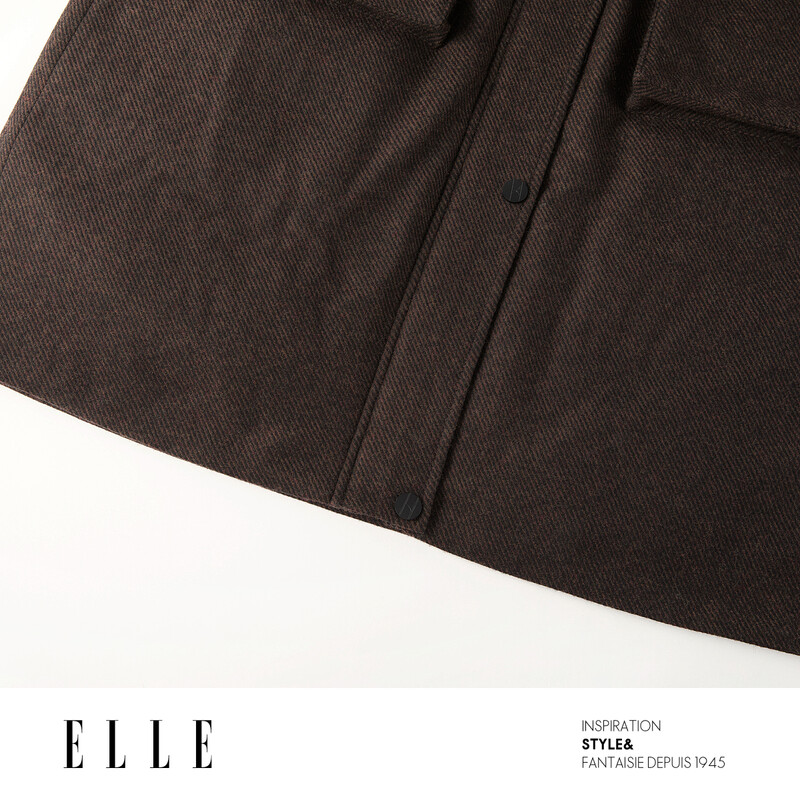 ELLE90 White Duck Down Retro Woolen Down Jacket Women's 2025 Winter New Design Sheep Wool New Year's Long Jacket Brown M