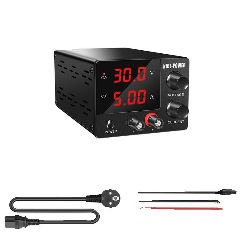 KUAIQU mini DC regulated power supply 12V24V48V maintenance power supply adjustable battery charger experimental electroplating electrolysis 0-60V0-5A coding adjustment fast charging port + overcurrent and overvoltage alarm SPS605S