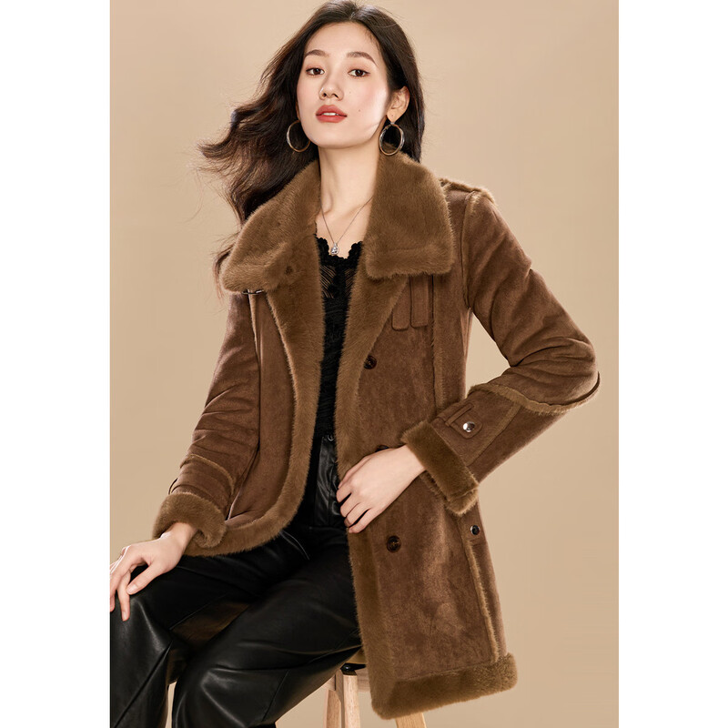 Kebel Maillard wind plus velvet thickened imitation fur coat for women winter 2025 new environmentally friendly fur mid-length coat L