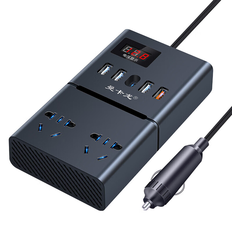 Car charger 12v24v to 220v multifunctional cigarette lighter inverter power conversion socket mobile phone fast charging 200W high power digital display model extremely fast charging + one to three data cables ultimate performance