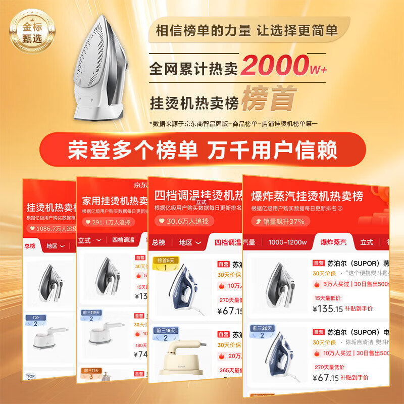 SUPOR electric iron wireless wired two-in-one handheld garment ironing machine 2000W high power wet and dry ironing machine gift group purchase SJ-Y61A