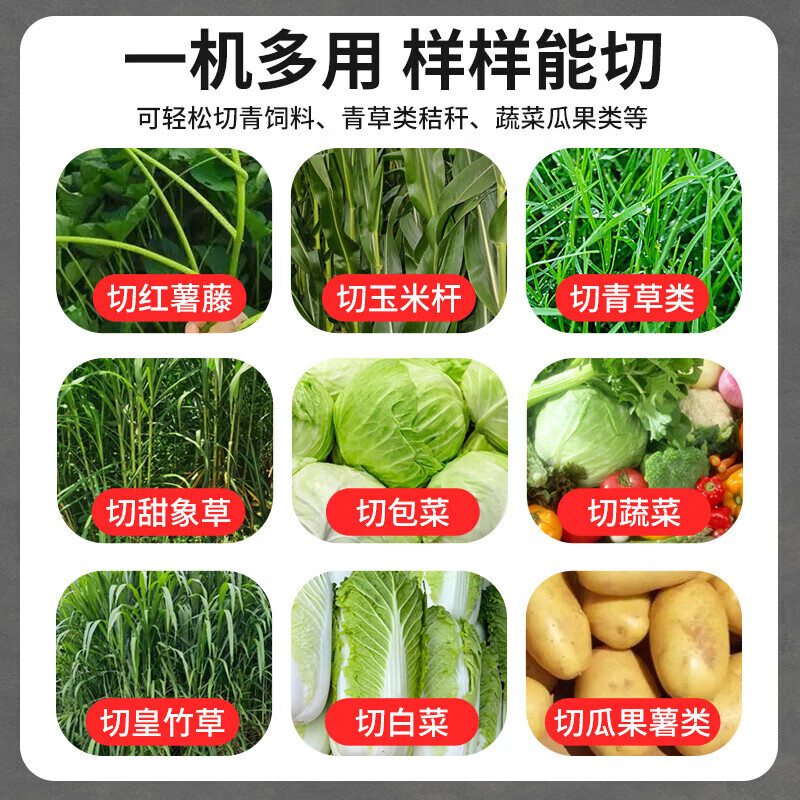 Grass cutter grinder for feeding chickens, ducks, geese and pigs, household high-power vegetable shredder, feeding chickens, pigs, grass cutting machine, hay cutter, installation-free 2400W copper core motor, stainless steel, free spare tool