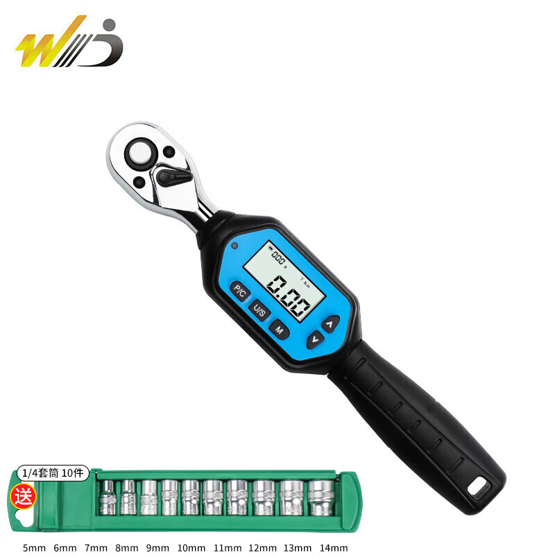 Weidu (WD) digital display torque wrench set high-precision electronic preset ratchet air conditioning repair torque meter torque tester WWM-R-10 (joint 1/4, total length 230mm)