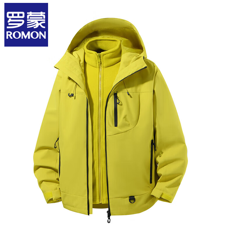 Romon 2025 Winter Casual Versatile Men's and Women's Windproof and Waterproof Three-in-One Removable Liner Jacket
