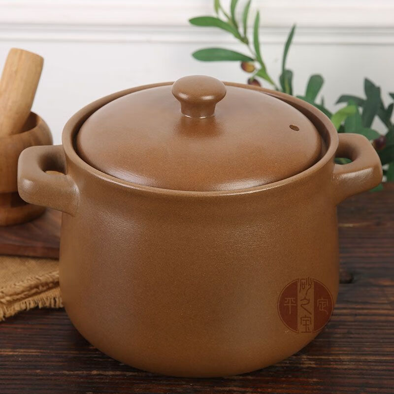 Shi Jin Pingding casserole pregnant women Pingding unglazed clay pot old-fashioned soup open fire high temperature resistant stew pot ceramic casserole stone pot unglazed health pot 3.2L