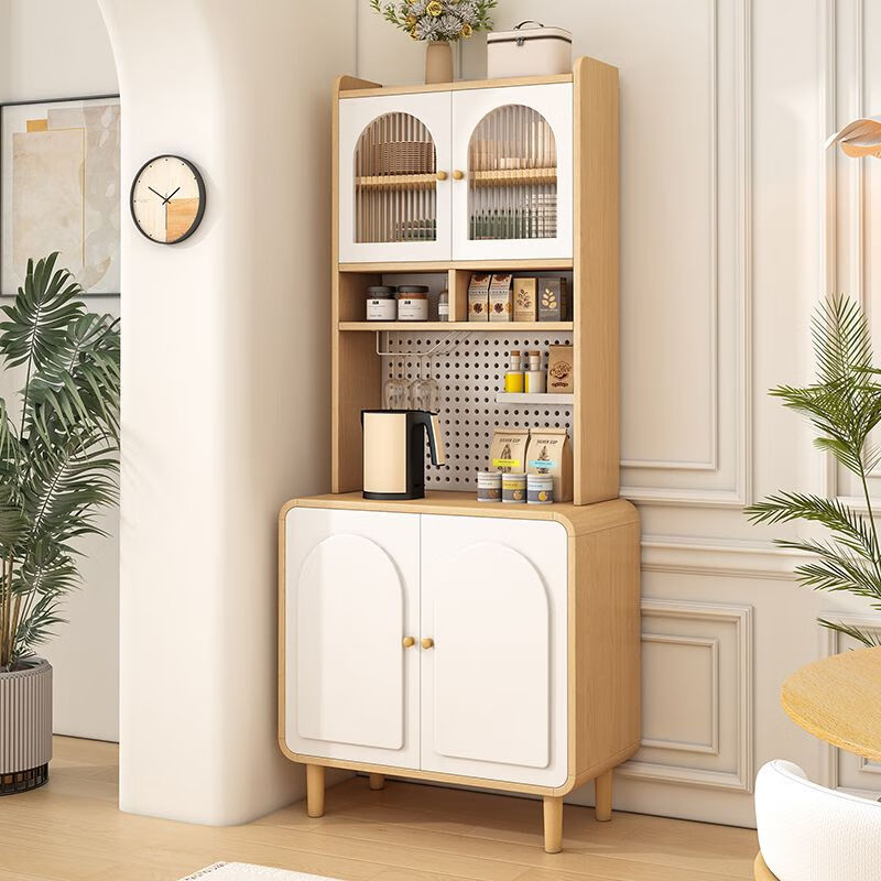 Log cream style sideboard against the wall integrated storage cabinet kitchen guest dining room multi-functional storage storage cabinet wine cabinet 60*40*190 milk white/embossed door delivered to the home