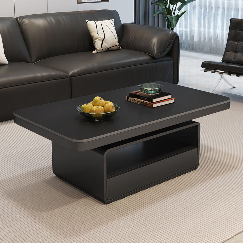 Light luxury modern cream style rectangular slate coffee table living room small apartment home designer high-end tea table glossy snow mountain white slate 130*70cm