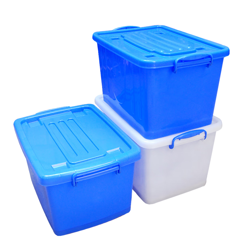 Seaport thickened plastic turnover box with wheels and lid tableware storage box storage box logistics transport box dishwashing box plastic box No. 36 cutlery box - blue - with lid thickened new material - food grade