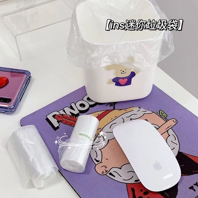 Bun Peng Garbage Bag Small Mini Desktop Thickened Disposable Small Car Cat Litter Cat Feces Trash Can Plastic Bag - Sky Blue Thickened A 150 pieces