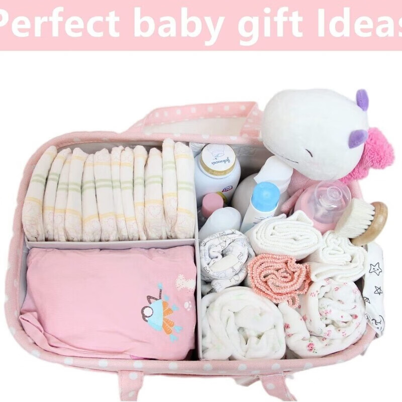 Large folding nursery storage basket portable tote bag baby diaper pad mother and baby supplies storage bag gray