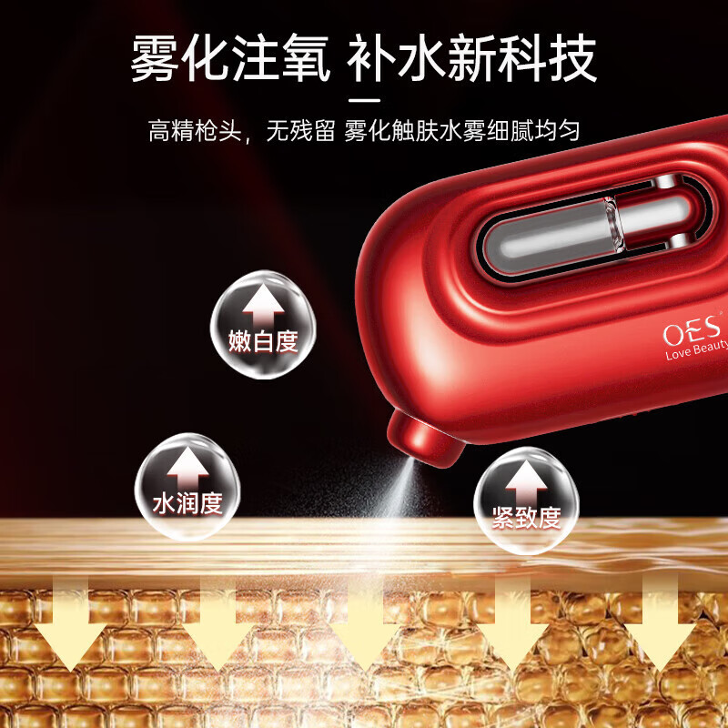 OES Oxygen Injection Instrument Hydration Instrument Humidification Artifact Atomizer Sprayer Water Light Instrument Beauty Instrument Hydrating Whitening Portable Household Facial Steamer Facial Handheld Gift for Girls Luxury Model 4 Times Penetration + Efficient Absorption + Water Light Technology + Essence Gift Pack White