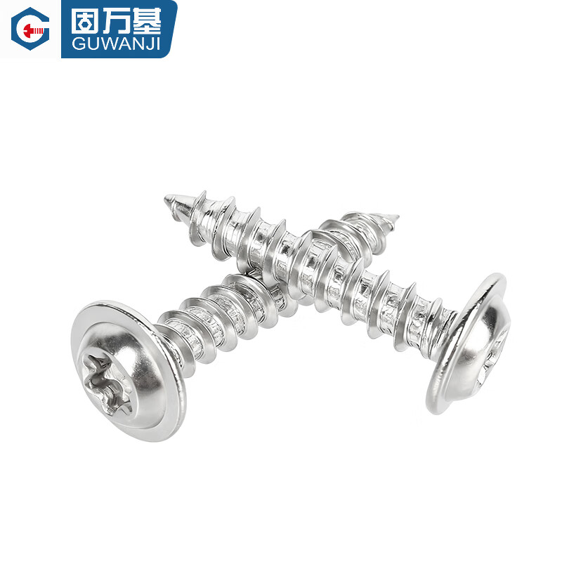GUWANJI 304 stainless steel plum blossom self-tapping screws with pads, anti-disassembly and anti-theft pan head screws with inserted wood teeth, MM3M4M5 M2x8x5 200 pieces