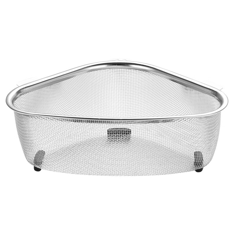 LEOEZYA stainless steel drain basket 304 stainless steel sink drain basket triangle kitchen filter rack water basket wash sink drain basket 2 pieces thickened 304 stainless steel