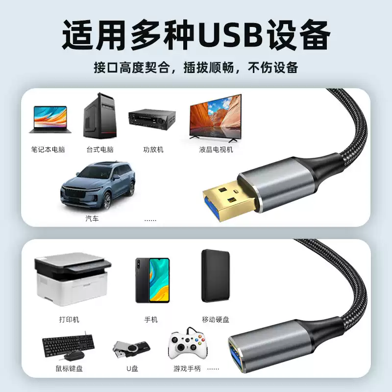 Mujiaren usb3.0 extension cable 1/3/5 meter male to female data cable 10 meters high-speed wireless network card printer computer TV car connection keyboard U disk mouse interface transfer extension USB3.0 high-speed model resistant to unplugging and plugging use more than 1m