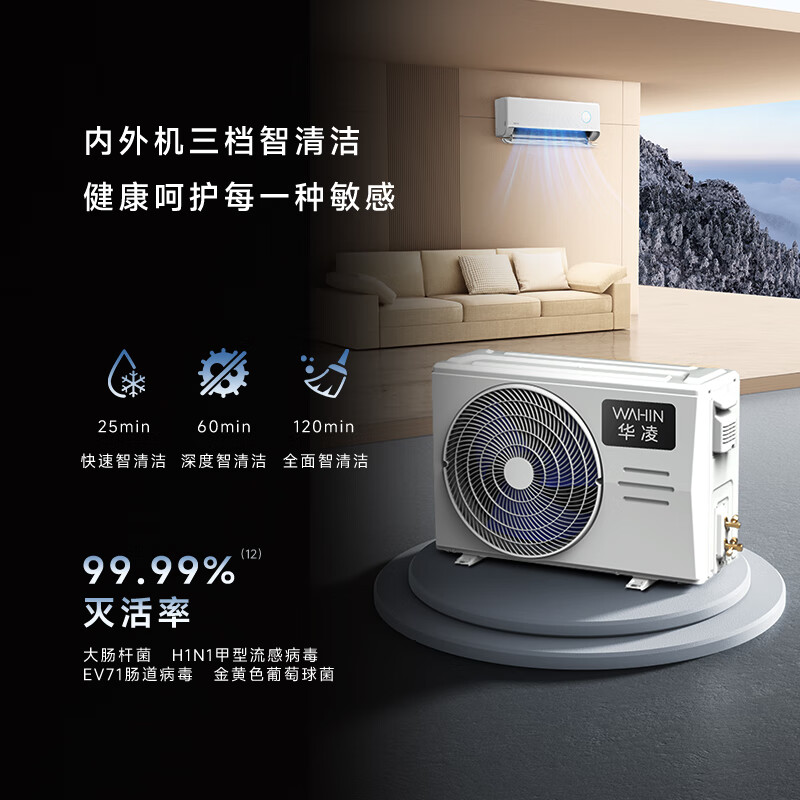 Hualing Air Conditioning Shenji Second Generation Pro Large 1.5 HP First Class Energy Efficiency Comfort Wind Double Row Copper Tube Intelligent Frequency Converter Heating and Cooling On-hook National Subsidy KFR-35GW/N8HE1 Pro