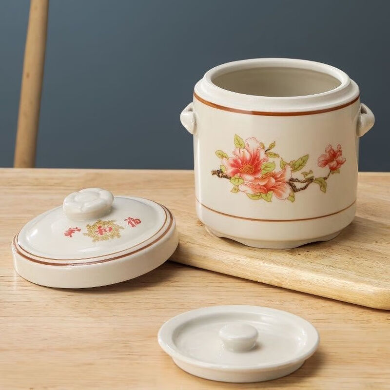 Pupan ceramic double-lid stew pot with water-proof stew household soup stew pot stew pot bird's nest stew earthenware pot stew soup Damei Shun stew pot 1000ml (suitable for 2-3 people)