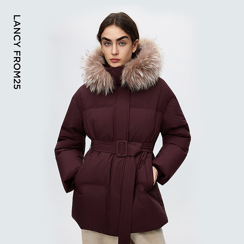 Langzi Holdobagi Goose Down Down Jacket Fur Collar Fashionable Commuting All-Match Jacket Ankola Red M