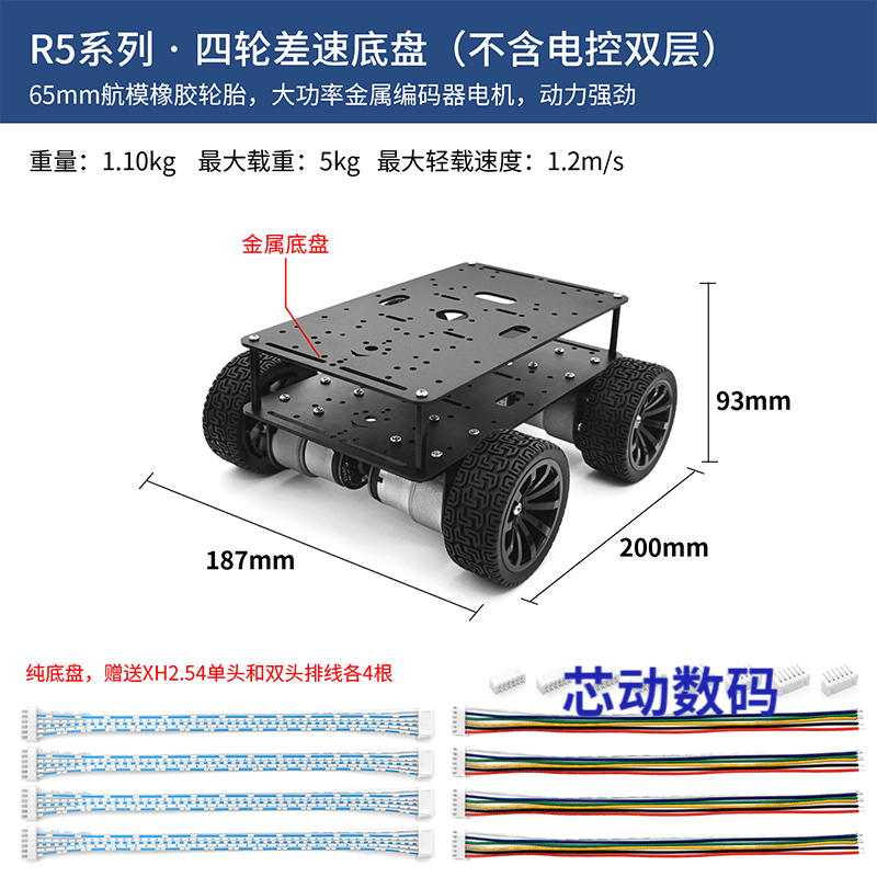 Lingle STM32 lidar smart car R5 four-wheel mecanum wheel ultrasonic obstacle avoidance following infrared CCD tracking ROS R5 series mecanum wheel car (single layer does not include electronic control only chassis)
