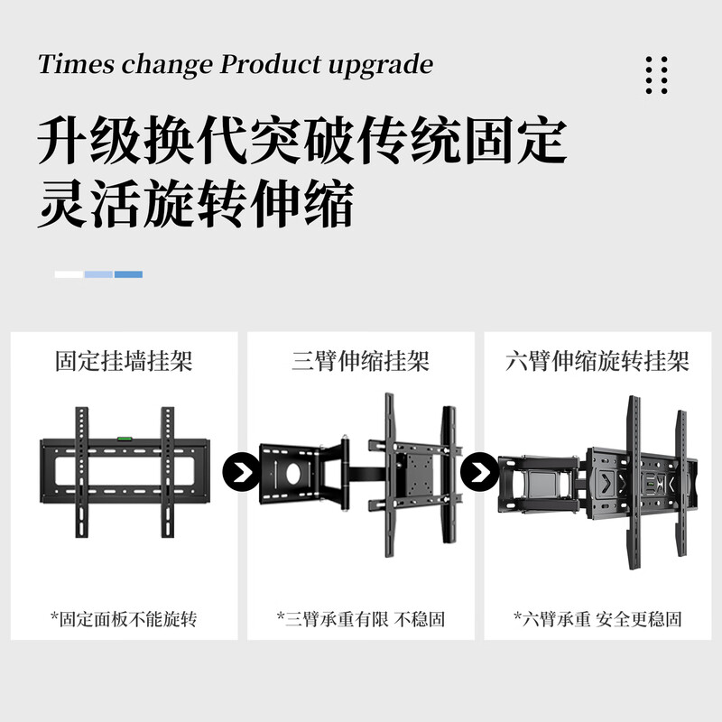 TAZD22-120-inch TV bracket wall-mounted display TV hanger telescopic bracket rotating bracket Hisense Huawei TCL Sony Skyworth Changhong Xiaomi suitable for 32-80 inches six-arm load-bearing | classic thickened version