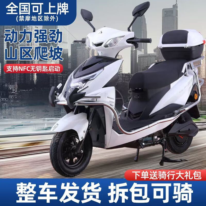 Feiye 2025 New God of War 3000 Watt 96v Electric Motorcycle High Power Mountain Climb King Takeaway New Energy Battery Car Matte Black Equipped with Guardrail Tail Box + NFC Card to Start 96V38A3000w Climb King 8 Black Gold Batteries