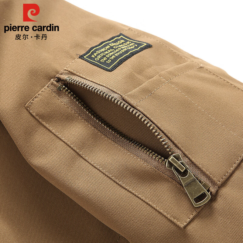 Pierre Cardin Austrian fleece jacket men's autumn and winter plus velvet warm and cold-proof clothes retro work jacket men's khaki 2XL
