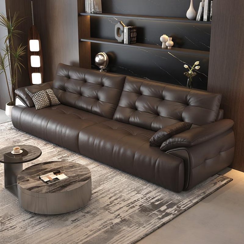 Fanzu 2025 new Lawrence Yunduo leather sofa, large and small, straight-row first-layer cowhide light luxury living room sofa