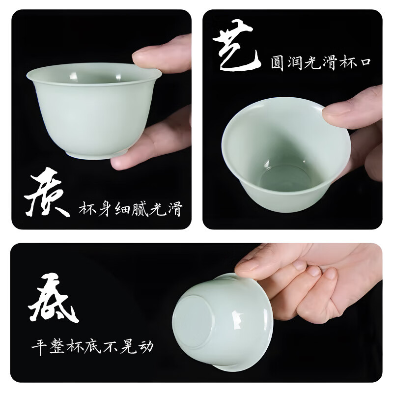 Skingcond emerald tea cup disposable kung fu tea cup travel tea set cup emerald green hospitality water cup food grade 1 pack of 50 emerald tea cup + 1 cup holder disposable kung fu tea cup