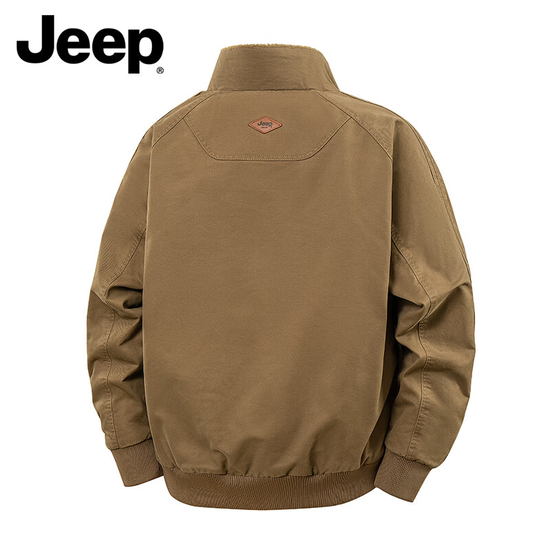 JEEP American genuine high-end pure cotton work jacket top men's spring and autumn American handsome heavyweight flight jacket autumn and winter 98805 black plus velvet counter genuine XL