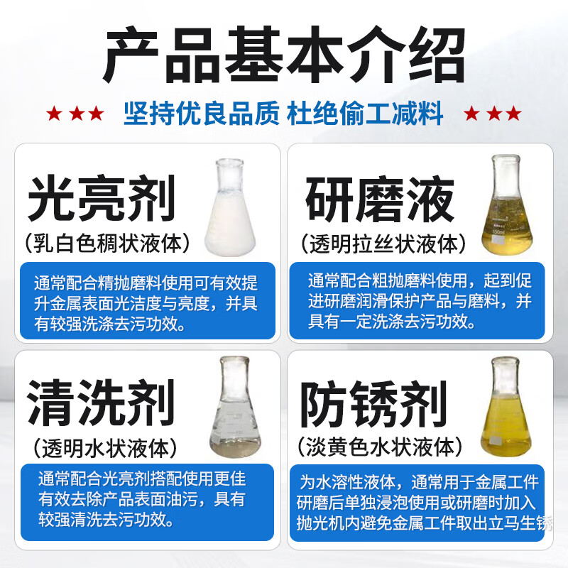 Vibration grinder brightener metal polishing liquid grinding liquid cleaning agent stainless steel aluminum iron copper magnetic brightener neutral environmentally friendly brightener (50KG)