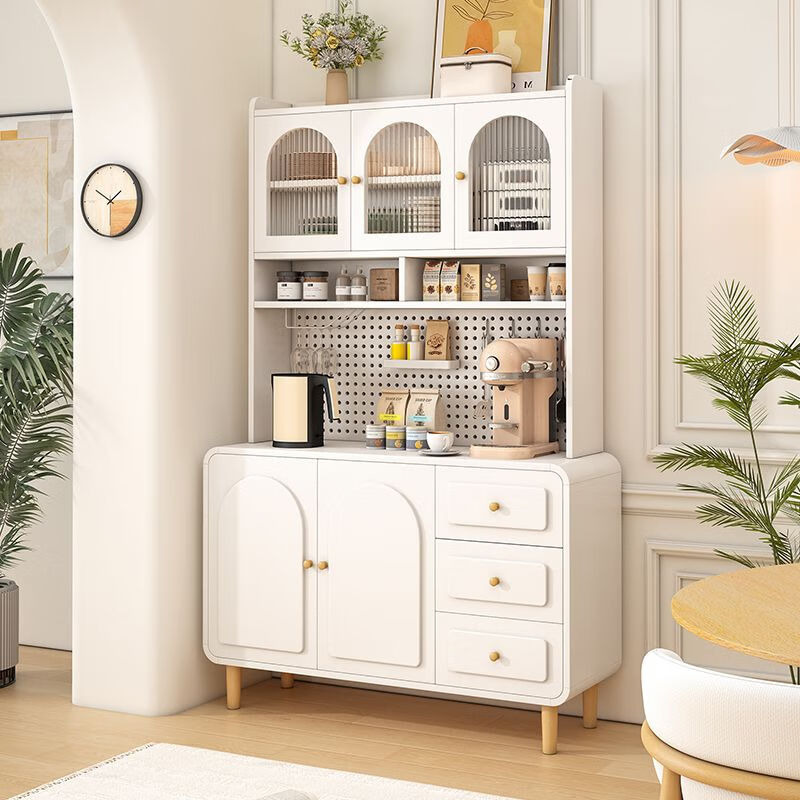 Log cream style sideboard against the wall integrated storage cabinet kitchen guest dining room multi-functional storage storage cabinet wine cabinet 60*40*190 milk white/embossed door delivered to the home