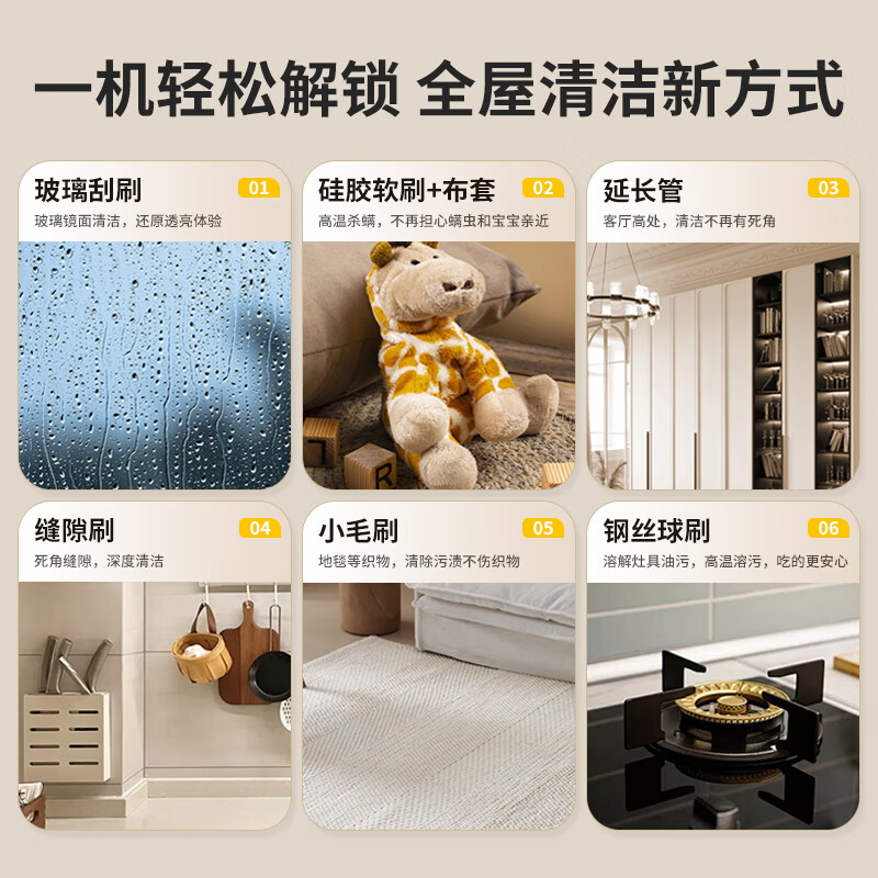 EVANLEY German high-pressure and high-temperature steam cleaner kitchen range hood air-conditioning cleaning machine household appliances household all-in-one machine multi-functional cleaning tool whole house cleaning artifact whole house cleaning machine snow mountain white