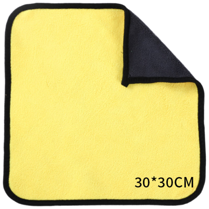 Pioneer coral velvet car wipes, car wash towels, fiber rags, thickened water-absorbent two-color double-sided car towels, gray and yellow 600g/ 30*60cm (minimum order of 10 pieces)