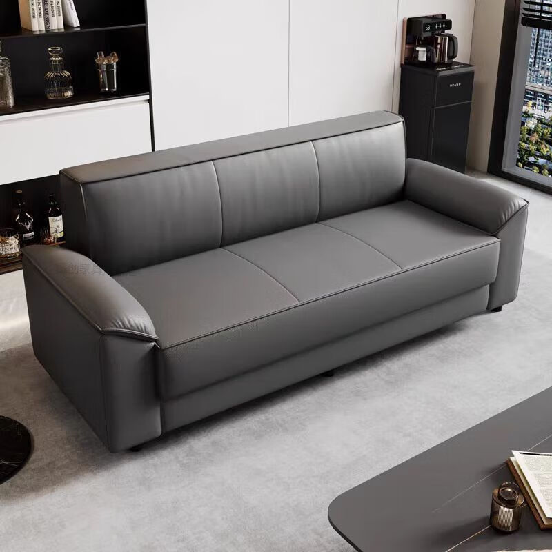 25 Cat Scratch Leather Sofa Living Room Small Apartment Rental Chess and Card Room Office Straight Three-Seater Sofa Light Gray Ecological Simulation Cat Claw Leather Straight Three-Seater 1.9 Meters