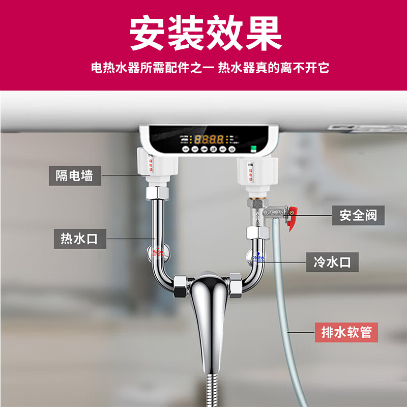 Gusenzhe Electric Water Heater Safety Valve Diversion Hose with Midea Smith Pressure Reducing and Relief Valve Drainage Pipe Drainage Pipe Drip Pipe Floor Heating Drainage Pipe 3 Meters Free Clamp Fixing Sticker