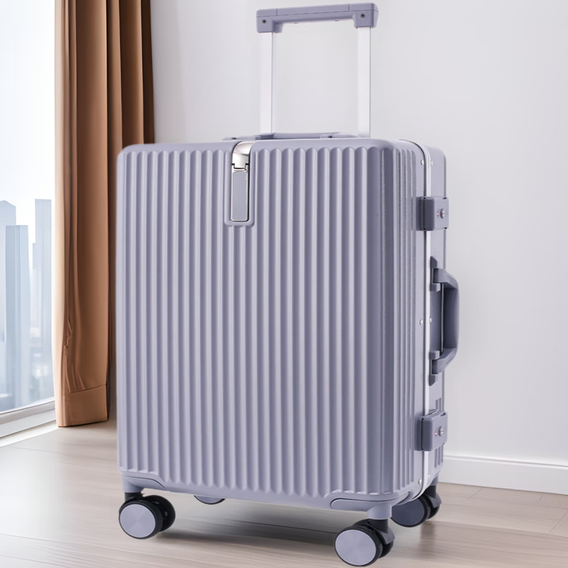 Luggage suitcase for women, high-looking aluminum frame, 20-inch suitcase, 28-inch trolley case, universal wheel, boarding password box, pure pc, black, 26-inch