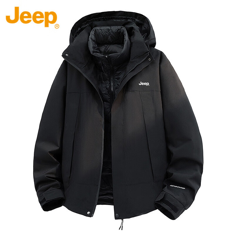 JEEP Jeep down jacket for men and women, winter three-in-one assault jacket, warm clothes for men and women, snow mountain 3XL
