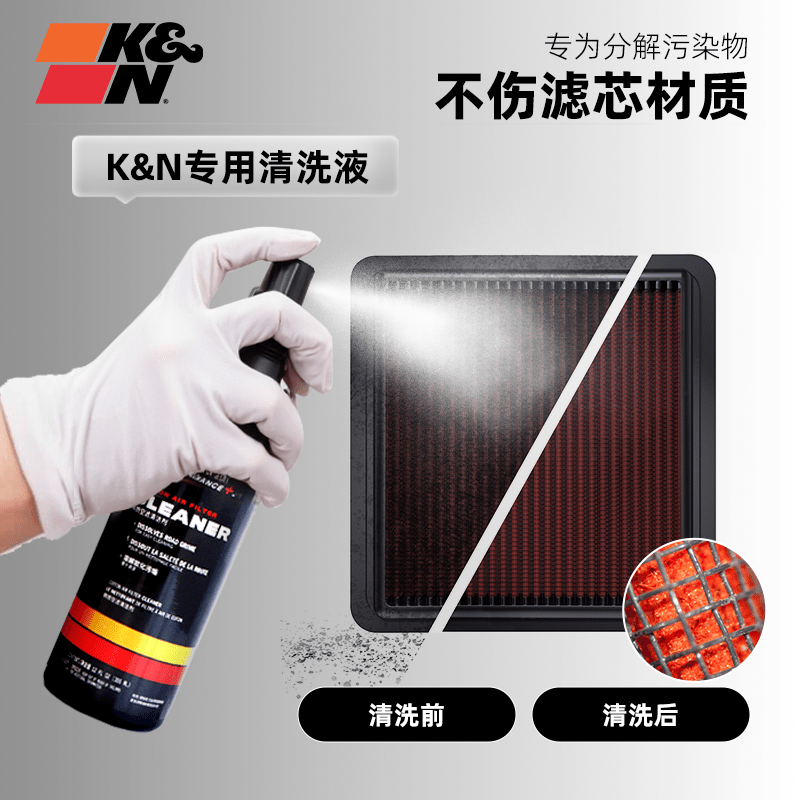 K&NKN air filter large bottle cleaning agent care oil set CN car air filter grid core cleaning special set 99-5000CN (care oil 184g + cleaning agent 355m