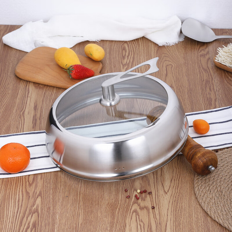 Fat Donglai's same style wok lid 32cm tall stainless steel glass pot lid 32cm anti-scalding can stand upright steamer thickened 38cm tall all steel can stand up Please measure the inner diameter of the pot mouth