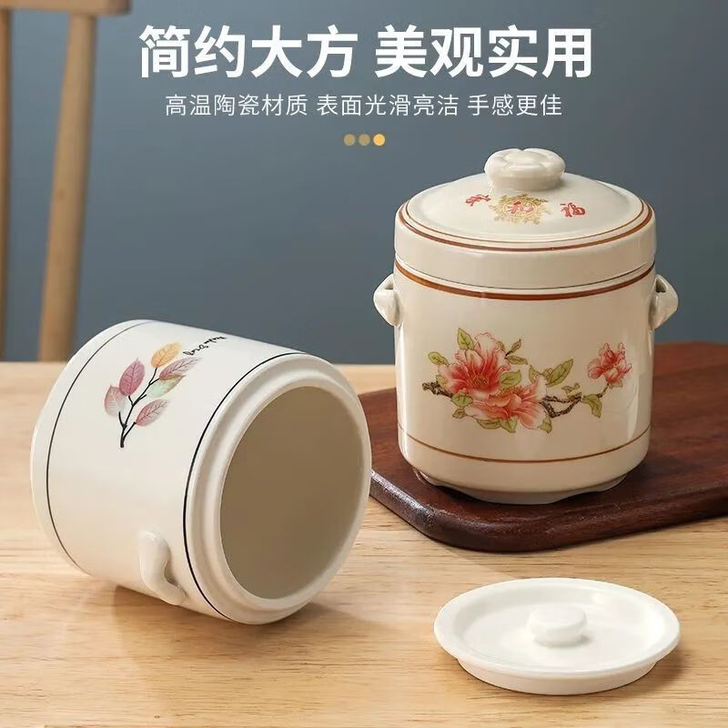 Pupan ceramic double-lid stew pot with water-proof stew household soup stew pot stew pot bird's nest stew earthenware pot stew soup Damei Shun stew pot 1000ml (suitable for 2-3 people)